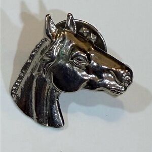 Vintage JJ Silver Tone Horse Head Brooch Pin